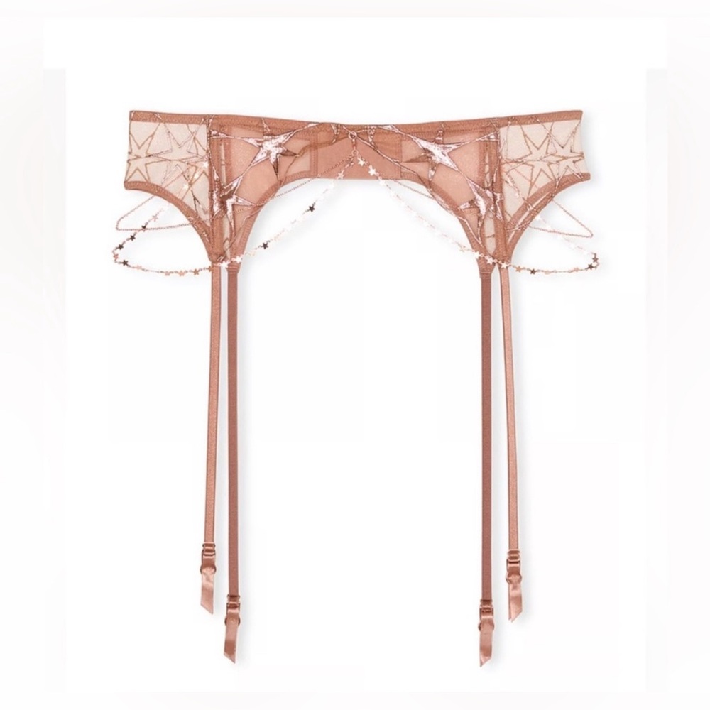 NWT Victoria’s Secret Rose Gold Stardust Mesh Chain Garter Belt size XL / XXL
